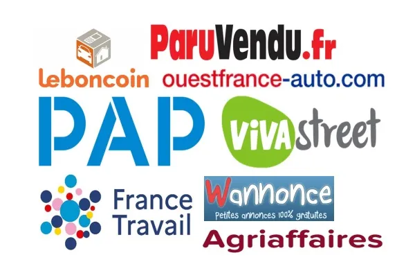 Logo's van de beste advertentiesites in Frankrijk